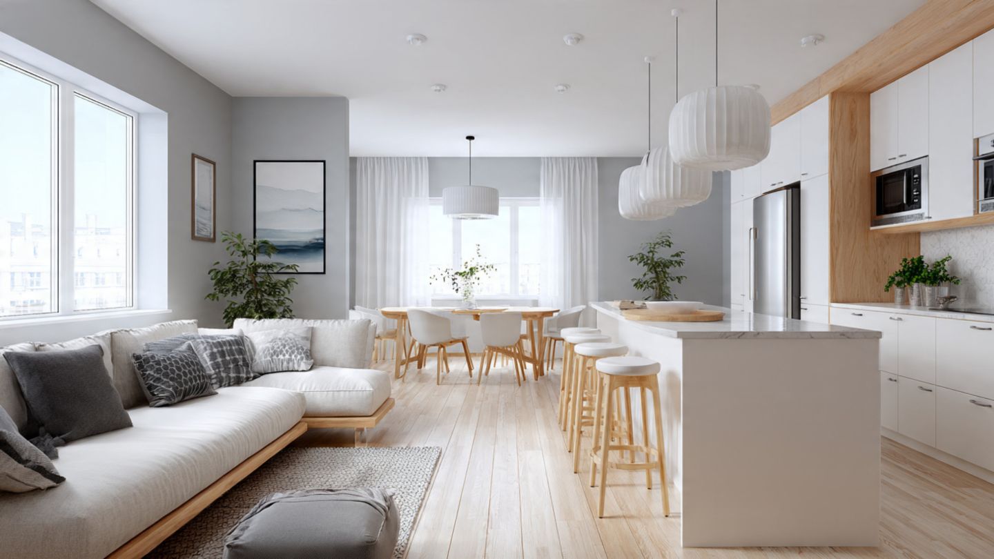 Open concept kitchen renovation Florida with bright modern design